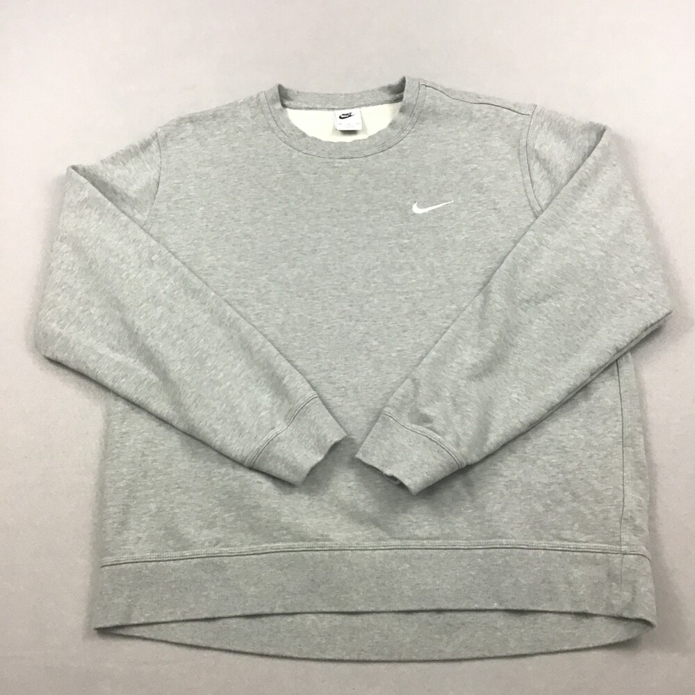 Nike Sweatshirt Men 2XL Gray Heather Crewneck Esssential Pullover Swoosh XXL
